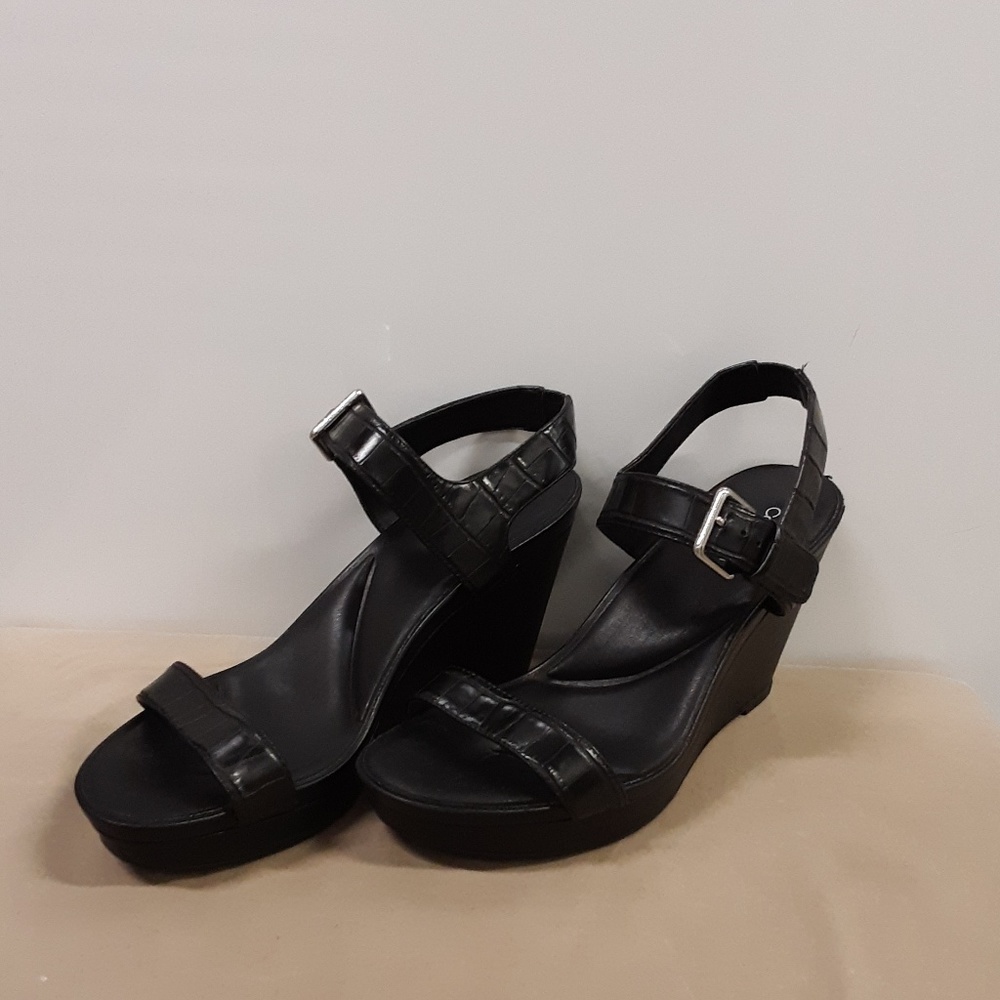 Calvin Klein Leather Wedge Sandals